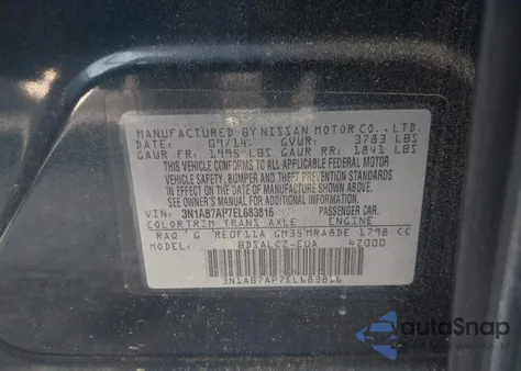 2014 Nissan Sentra S z USA, uszkodzony, nr VIN 3N1AB7AP7EL683816